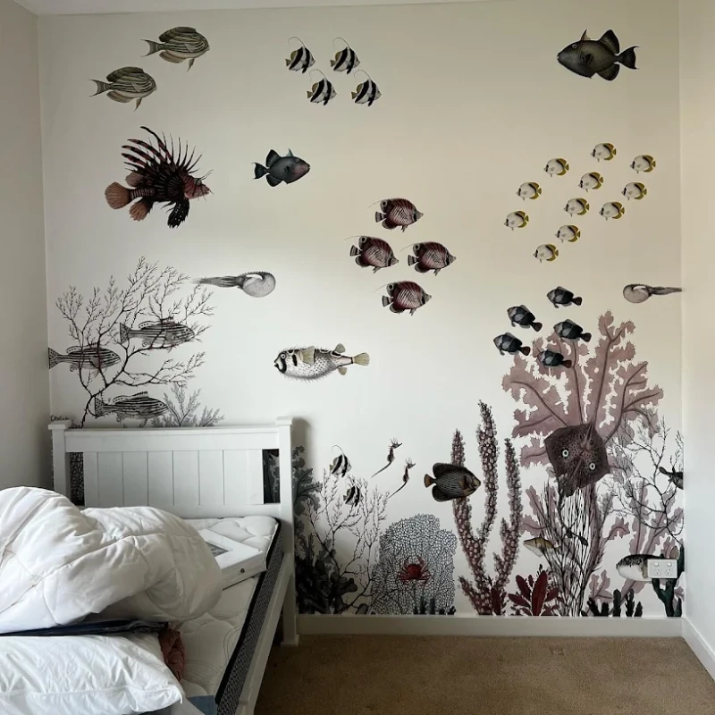 Modern bedroom wallpaper finishing Dubai
